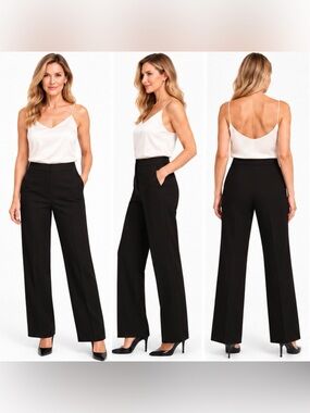 Escada Wide Leg Wool Pants in Black Size 42 Like New